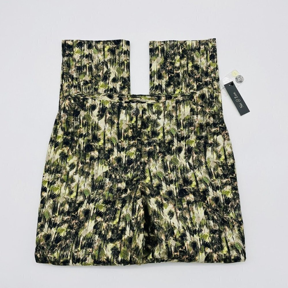 Nic + Zoe Womens Size 2 Printed Tapered Leg‎ Dress Pants Trousers in Green $130